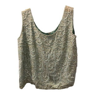 Vintage 60's Alexander's Wool Beaded Fringe Sequins Formal Top Size 40 Embroider